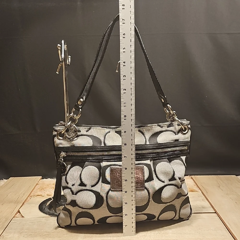 Coach Black and Gray Patterned Crossbody Bag